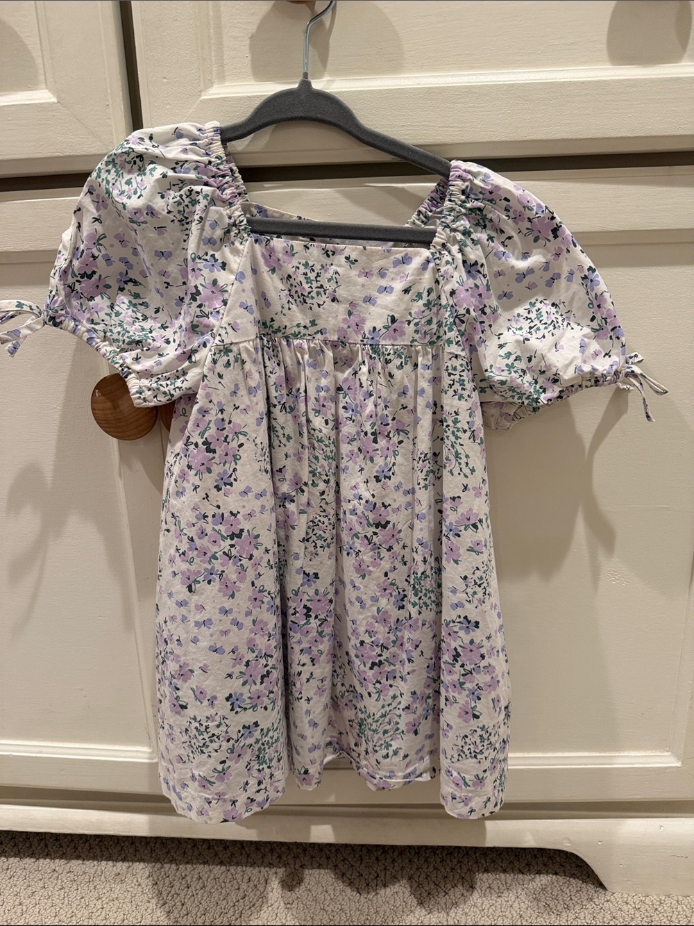 Crewcuts Lavender Floral Puff-Sleeve Dress